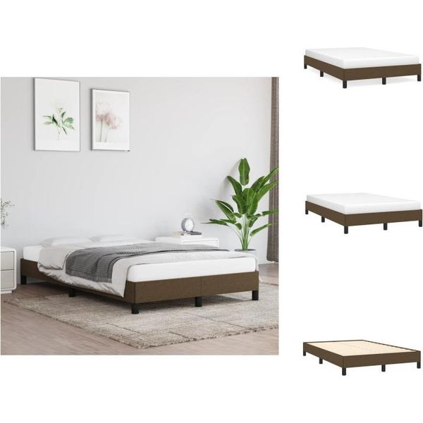 Vidaxl Struttura Letto In Tessuto Marrone Scuro 120X200 Cm - Letti E Strutture Letto-image