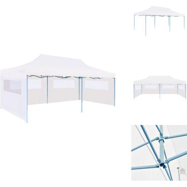 Vidaxl Tenda Pop-Up Per Feste Con Pareti Laterali Pieghevoli 3 X 6 M In Acciaio Bianco - Padiglioni E Tende Per Feste-image