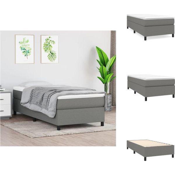 Vidaxl Letto A Molle Insacchettate Grigio Scuro 90X190 Cm In Tessuto - Letti E Strutture Letto-image
