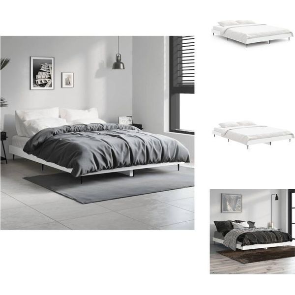 Vidaxl Struttura Letto Bianca 140X190 Cm In Legno - Letti E Strutture Letto-image