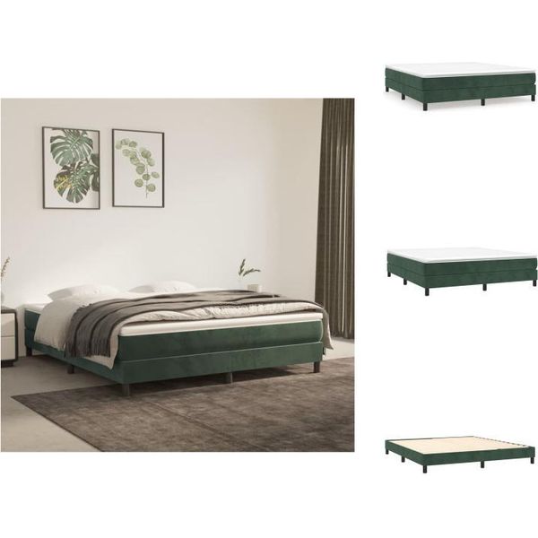 Vidaxl Letto A Molle Con Materasso Verde Scuro 160X200 Cm In Velluto - Letti E Strutture Letto-image