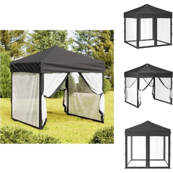 Vidaxl Tenda Per Feste Pieghevole Con Pareti Laterali Antracite 2X2 M - Padiglioni E Tende Per Feste-image