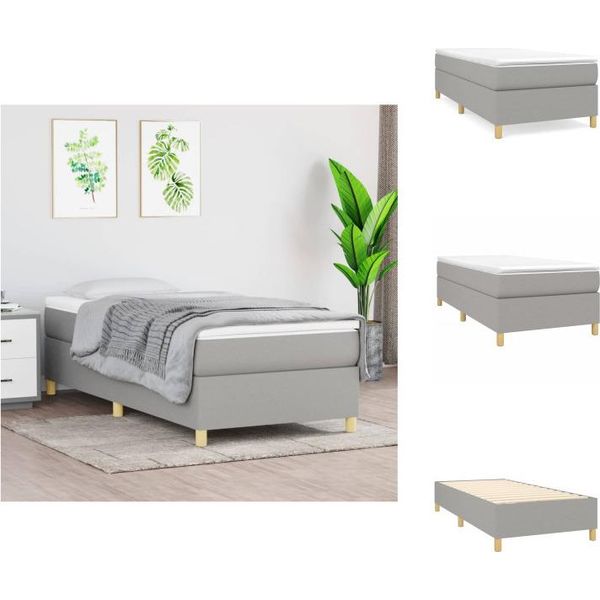 Vidaxl Boxspring Letto Grigio Chiaro 100X200 Cm In Tessuto - Letti E Strutture Letto-image