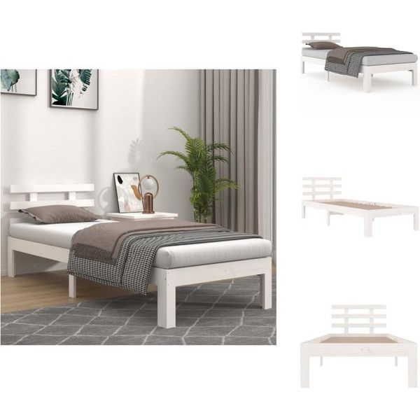 Vidaxl Letto In Legno Massiccio Bianco 90X200 Cm - Letti & Reti-image