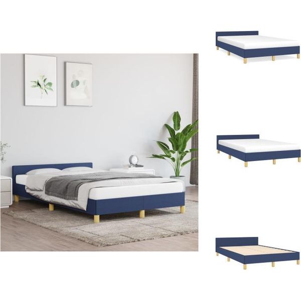 Vidaxl Struttura Letto Con Testiera In Tessuto Blu 120X200 Cm - Letti E Strutture Letto-image