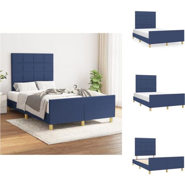 Vidaxl Struttura Letto Con Testiera In Tessuto Blu 120X200 Cm - Letti E Strutture Letto-image