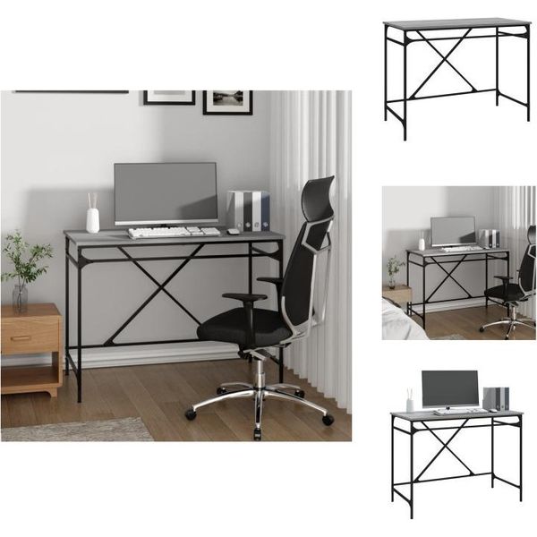 Vidaxl Scrivania Grigio Sonoma 100X50X76 Cm In Legno E Ferro - Scrivanie-image