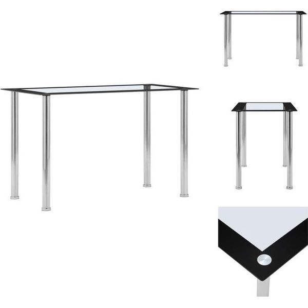 Vidaxl Tavolo Da Pranzo Nero E Trasparente 120 X 60 X 75 Cm In Vetro Temperato - Tavoli Da Pranzo-image