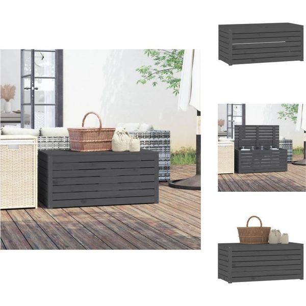 Vidaxl Cassetta Da Giardino Grigia 101X50,5X46,5 Cm In Legno Di Pino Massiccio - Cassette Da Giardino-image