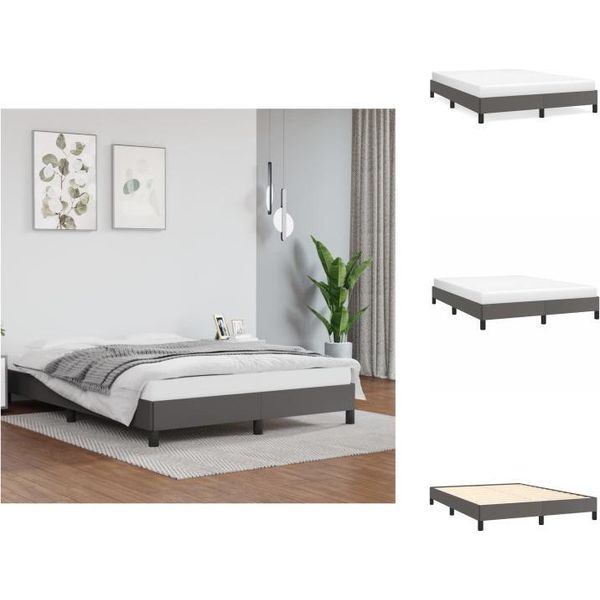 Vidaxl Struttura Letto Grigio 140X200 Cm In Pelle Finta - Letti E Strutture Letto-image