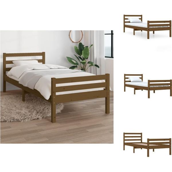 Vidaxl Letto In Legno Massiccio Marrone Miele 75X190 Cm - Letti E Strutture Letto-image