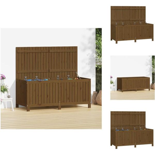 Vidaxl Cassapanca Da Giardino Marrone Miele 147X68X64 Cm In Legno Di Pino Massiccio - Cassette Da Giardino-image