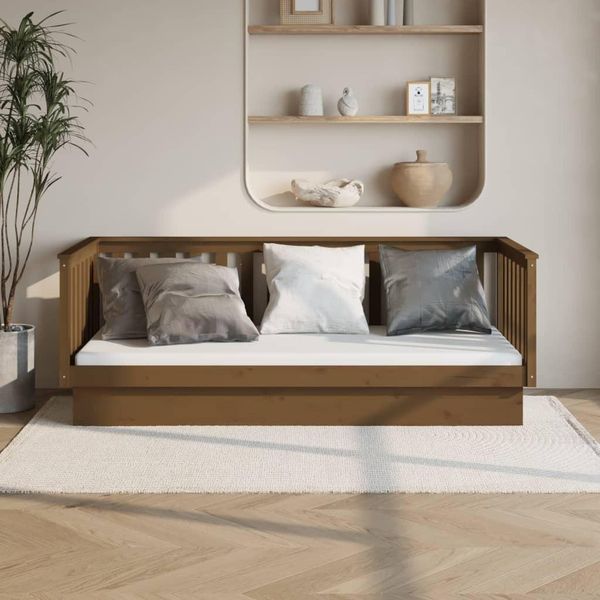 The Living Store Letto Da Giorno Marrone Miele 80X200 Cm In Legno Di Pino Massiccio-image
