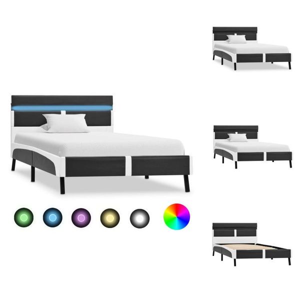 Vidaxl Struttura Letto Con Led In Pelle Finta Grigia 90×200 Cm - Letti E Strutture Letto-image