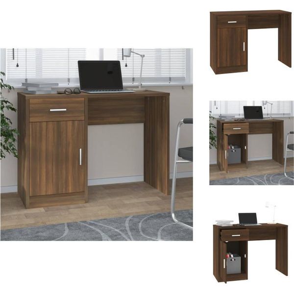 Vidaxl Scrivania Con Spazio Di Archiviazione In Rovere Marrone 100X40X73 Cm - Scrivanie-image
