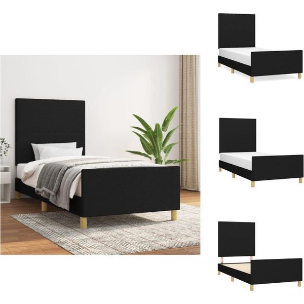 Vidaxl Struttura Letto Con Testiera In Tessuto Nero 100X200 Cm - Letti E Strutture Letto-image