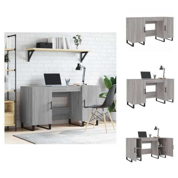 Vidaxl Scrivania Grigio Sonoma 140X50X75 Cm In Legno - Scrivanie-image
