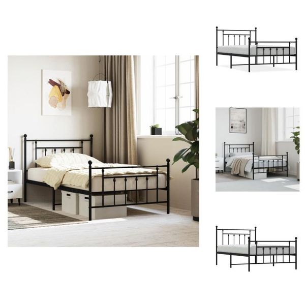 Vidaxl Struttura Letto Con Testiera E Pediera In Metallo Nero 107X203 Cm - Letti E Strutture Letto-image