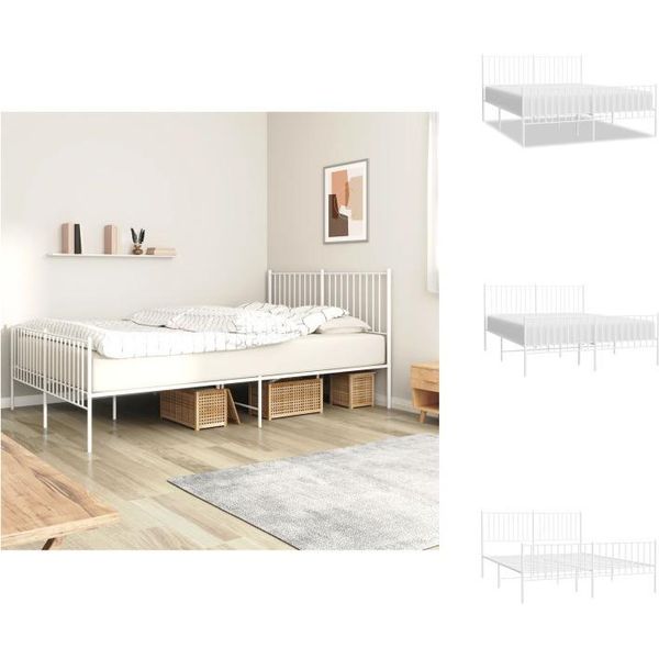 Vidaxl Struttura Letto Con Testiera E Pediera In Metallo Bianco 160X200 Cm - Letti E Strutture Letto-image