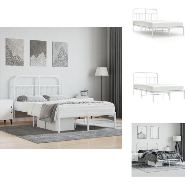 Vidaxl Struttura Letto Con Testiera In Metallo Bianco 120X190 Cm - Letti E Strutture Letto-image