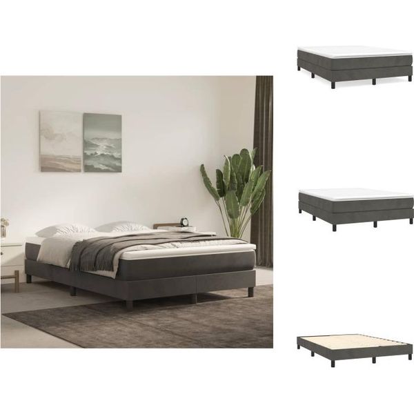 Vidaxl Letto A Molle Insacchettate Grigio Scuro 140X200 Cm In Velluto - Letti E Strutture Letto-image