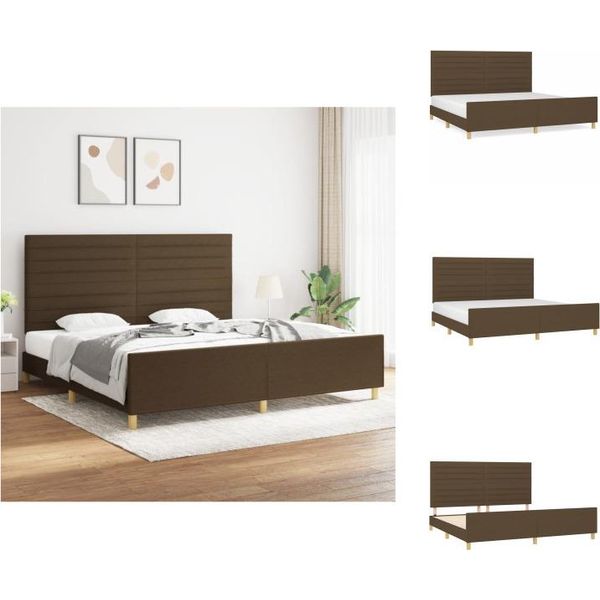 Vidaxl Struttura Letto Con Testiera In Tessuto Marrone Scuro 200X200 Cm - Letti E Strutture Letto-image