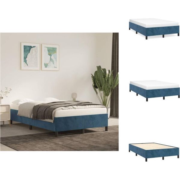 Vidaxl Struttura Letto Blu Scuro 120X200 Cm In Velluto - Letti E Strutture Letto-image