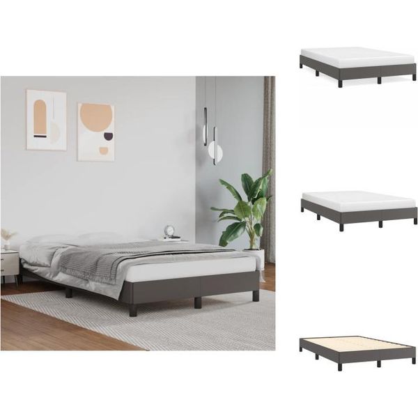 Vidaxl Struttura Letto Grigia 120X200 Cm In Pelle Finta - Letti E Strutture Letto-image