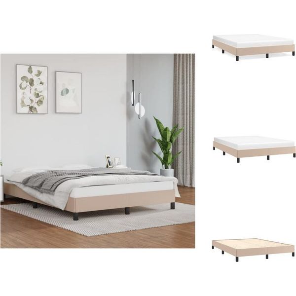 Vidaxl Struttura Letto Cappuccino-Marrone 140X190 Cm In Pelle Finta - Letti E Strutture Letto-image