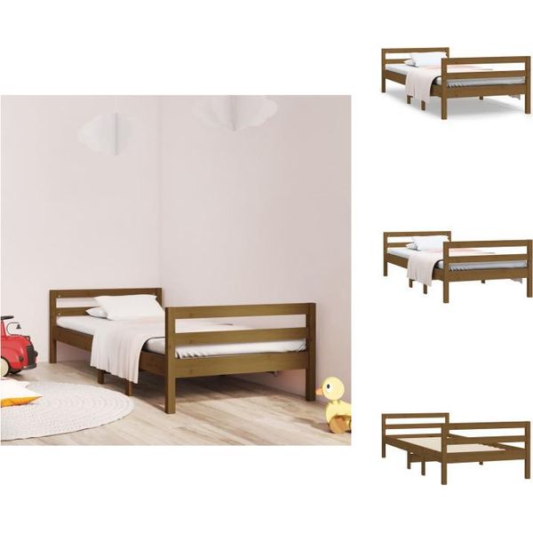 Vidaxl Letto In Legno Massiccio Marrone Miele 75X190 Cm Pino - Letti E Strutture Letto-image