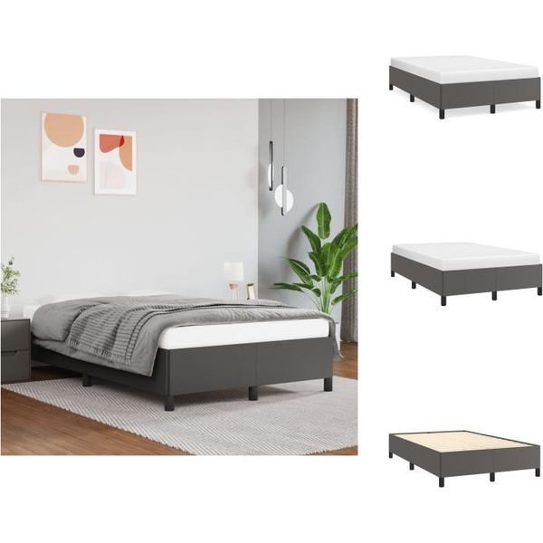 Vidaxl Struttura Letto Grigia 120X200 Cm In Pelle Finta - Letti E Strutture Letto-image