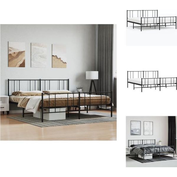 Vidaxl Struttura Letto Con Testata E Pediera In Metallo Nero 180X200 Cm - Letti E Strutture Letto-image