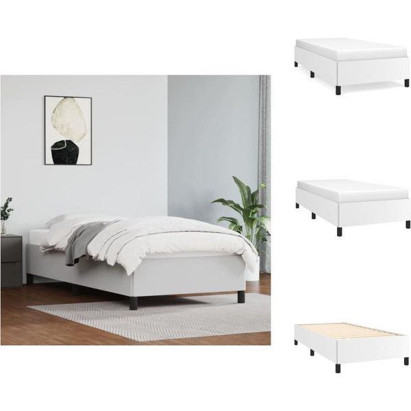 Vidaxl Struttura Letto Bianca 90X200 Cm In Pelle Finta - Letti E Strutture Letto-image