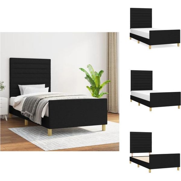 Vidaxl Struttura Letto Con Testiera In Tessuto Nero 100X200 Cm - Letti E Strutture Letto-image