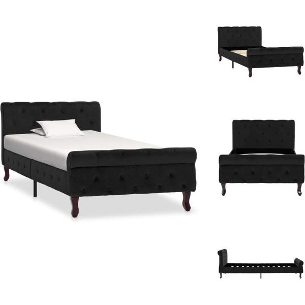 Vidaxl Struttura Letto In Velluto Nero 90 X 200 Cm - Letti E Strutture Letto-image