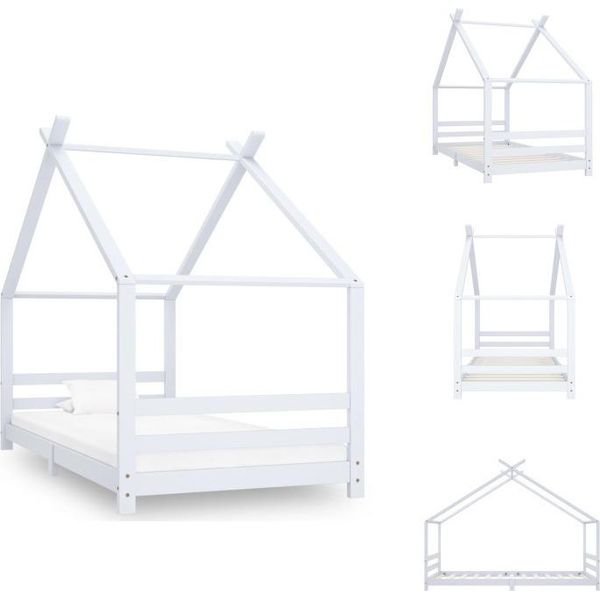 Vidaxl Struttura Letto Per Bambini In Pino Massiccio Bianco 90X200 Cm - Letti Per Bambini E Ragazzi-image