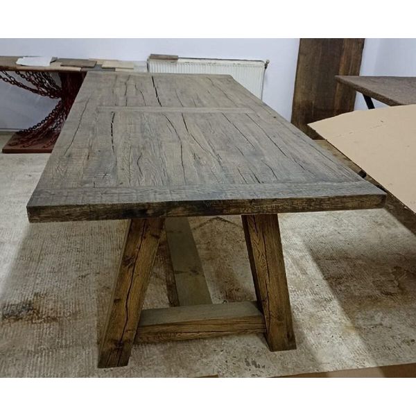 Casa Padrino Tavolo Da Pranzo Rustico Grigio 220 X 100 X H. 77 Cm - Tavolo Da Cucina Rustico In Legno Massello - Mobili Da Sala Da Pranzo Rustici In Legno Massello - Mobili Da Sala Da Pranzo In Stile Country-image