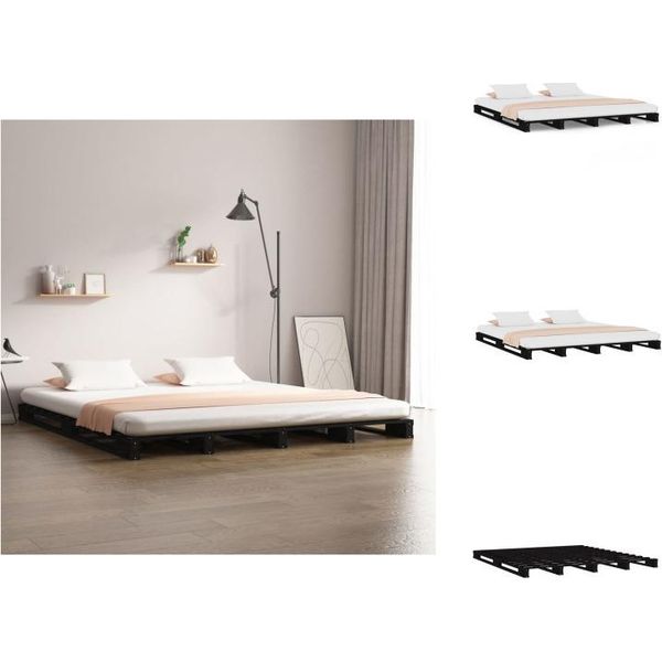 Vidaxl Letto A Pallet Nero 120X190 Cm In Legno Di Pino Massiccio - Letti E Strutture Letto-image