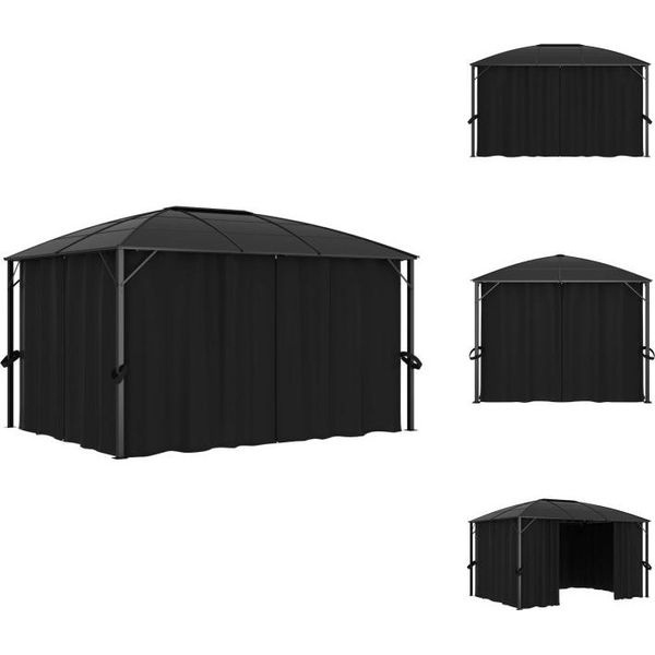 Vidaxl Padiglione Con Tende 400 X 300 X 265 Cm Antracite - Padiglioni E Tende Per Feste-image