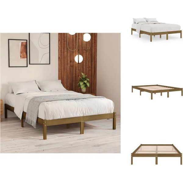 Vidaxl Letto In Legno Massiccio Pino Marrone Miele 200X200 Cm - Letti E Strutture Letto-image