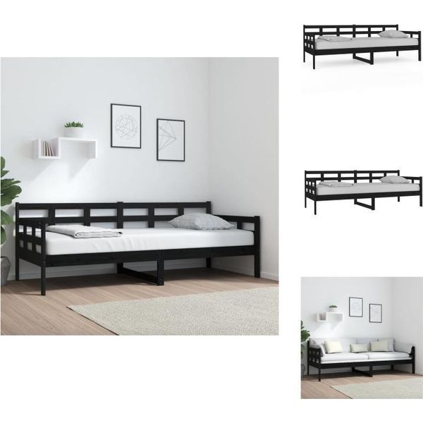 Vidaxl Letto Da Giorno Nero In Pino Massiccio 80X200 Cm - Letti E Reti-image