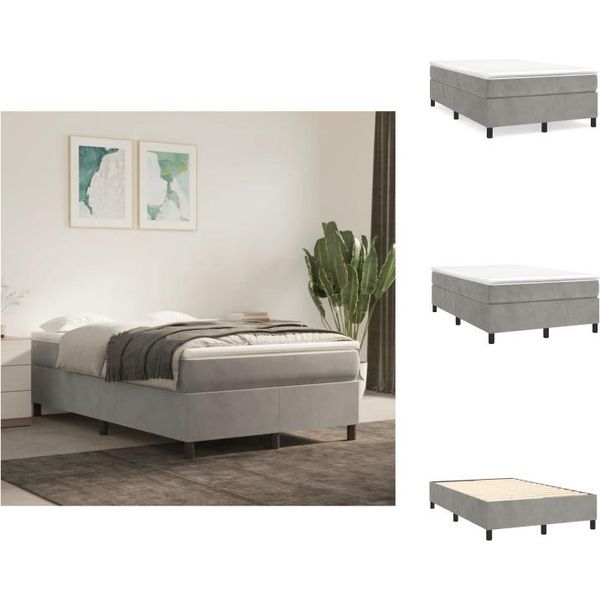 Vidaxl Letto Boxspring Grigio Chiaro 120X200 Cm In Velluto - Letti E Strutture Letto-image
