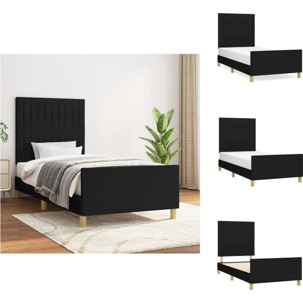 Vidaxl Struttura Letto Con Testiera In Tessuto Nero 90X190 Cm - Letti E Strutture Letto-image