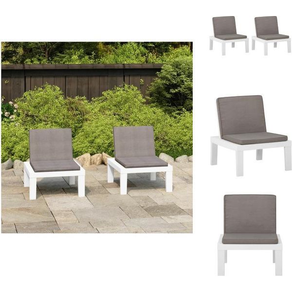 Vidaxl Sedie Da Giardino Con Cuscini 2 Pz. Plastica Bianca - Sedie Da Giardino-image