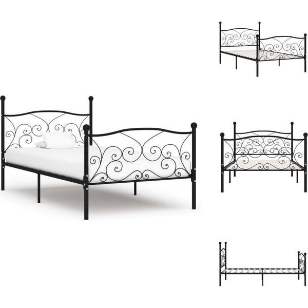 Vidaxl Struttura Letto Con Rete A Doghe In Metallo Nero 100 × 200 Cm - Letti E Strutture Letto-image
