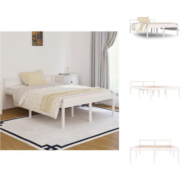 Vidaxl Letto Senior Bianco 135X190 Cm In Legno Di Pino Massiccio - Letti E Strutture Letto-image