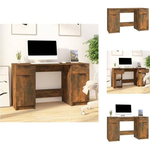 Vidaxl Scrivania Con Mobile Laterale In Legno Di Rovere Fumé - Scrivanie-image