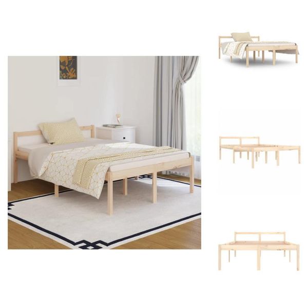 Vidaxl Letto Senior 140X190 Cm In Pino Massiccio - Letti E Strutture Letto-image