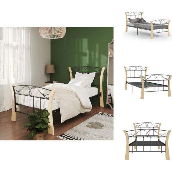 Vidaxl Struttura Letto In Metallo Nero 90X200 Cm - Letti E Strutture Letto-image
