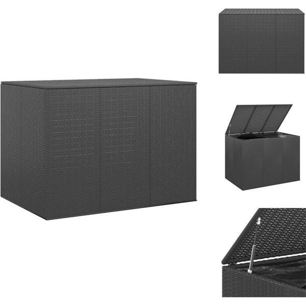 Vidaxl Scatola Per Cuscini Da Giardino Pe Rattan 145X100X103 Cm Nero - Scatole Da Giardino-image